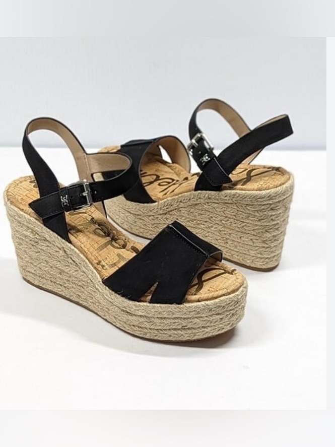 Sam Edelman Women's Maura Espadrille Wedge Sandals Black Size 9.5 M